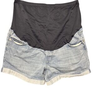 Maternity Denim Cutoff Shorts Size 27 Stretch Full Belly Panel Pregnancy